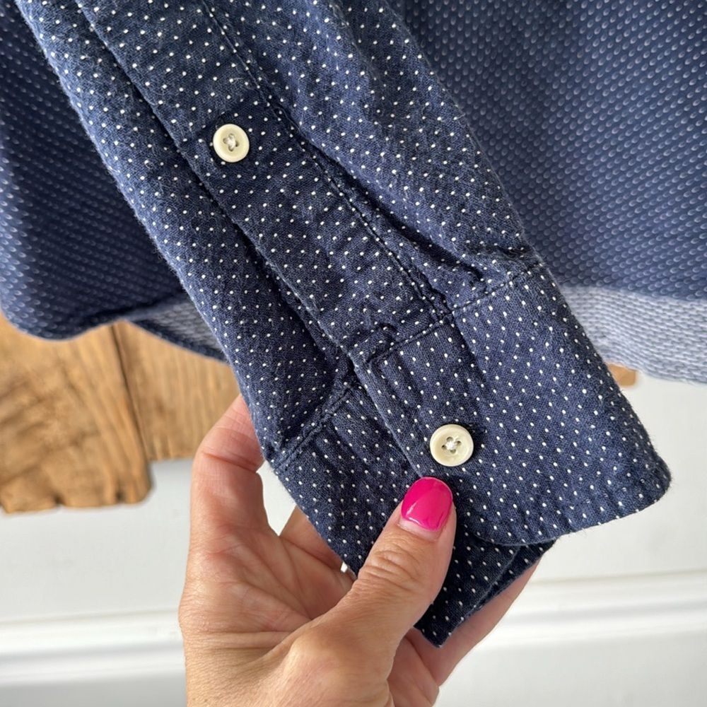 Taylor Stitch Dark Blue Patterned Button Down Shi… - image 3